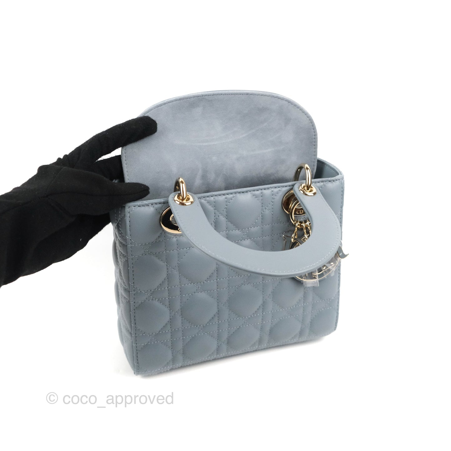 Christian Dior My ABCDior Lady Dior Grey Blue Lambskin Gold Hardware