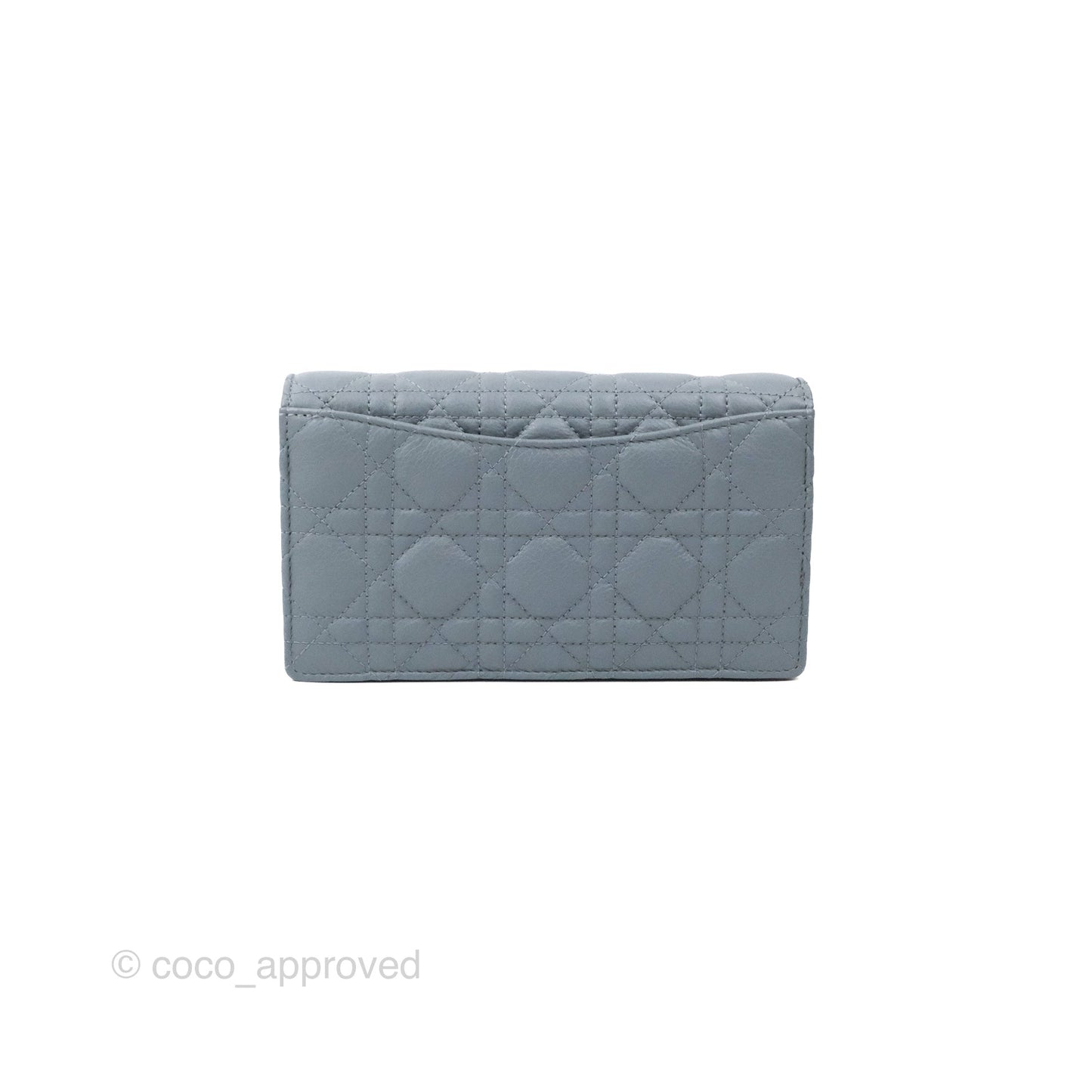 Dior Caro Pouch With Chain Cloud Blue Cannage Calfskin