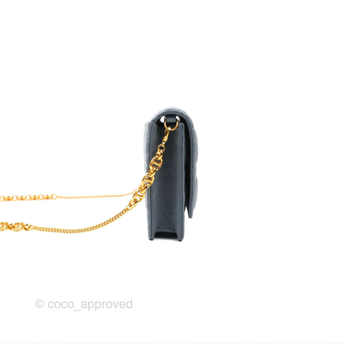 Dior Caro Pouch With Chain Cloud Blue Cannage Calfskin