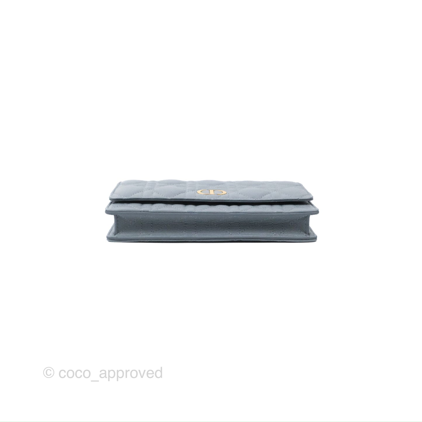 Dior Caro Pouch With Chain Cloud Blue Cannage Calfskin