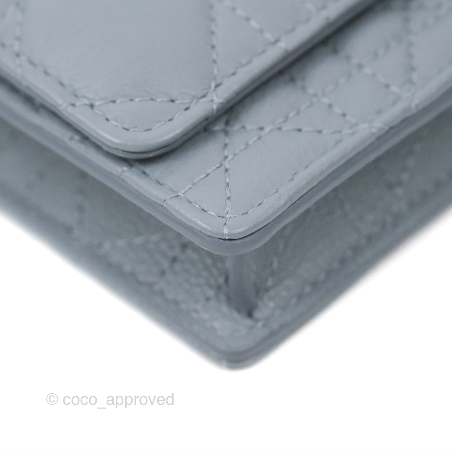 Dior Caro Pouch With Chain Cloud Blue Cannage Calfskin