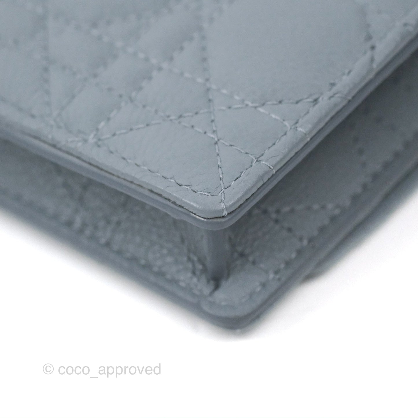 Dior Caro Pouch With Chain Cloud Blue Cannage Calfskin