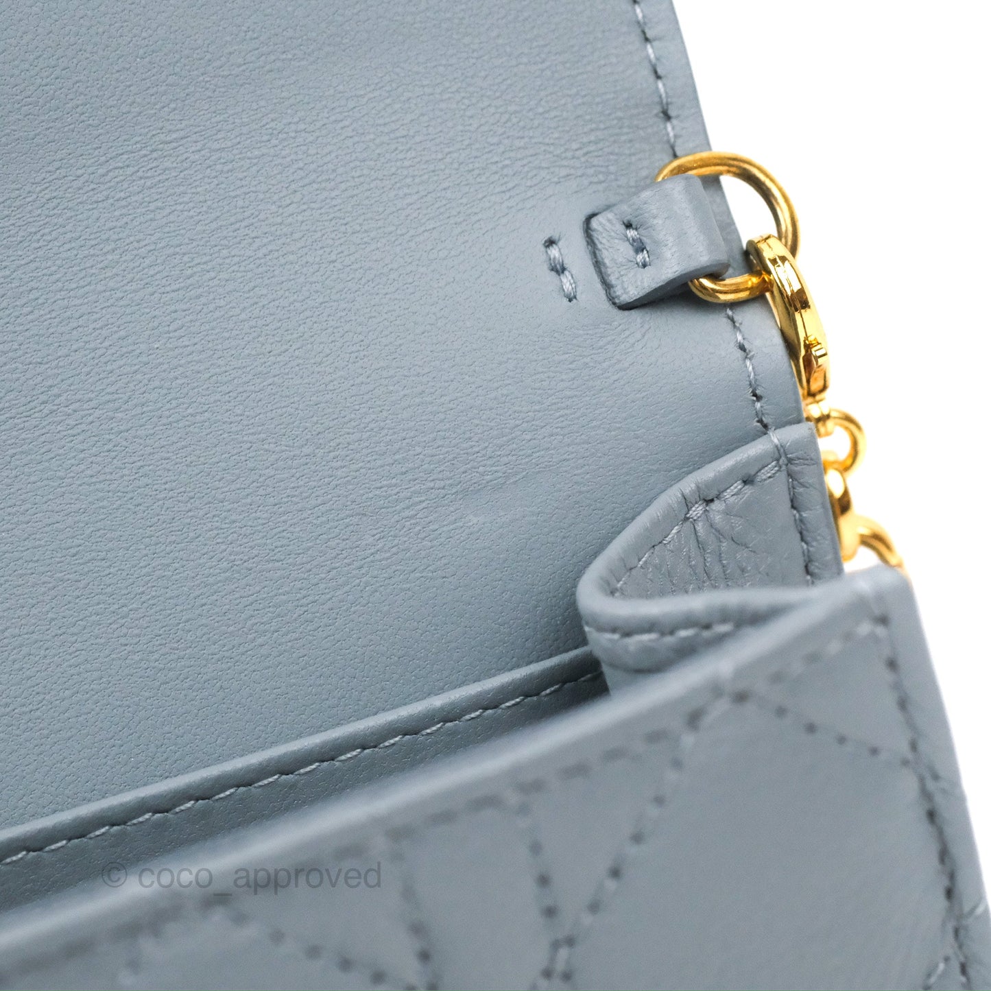 Dior Caro Pouch With Chain Cloud Blue Cannage Calfskin