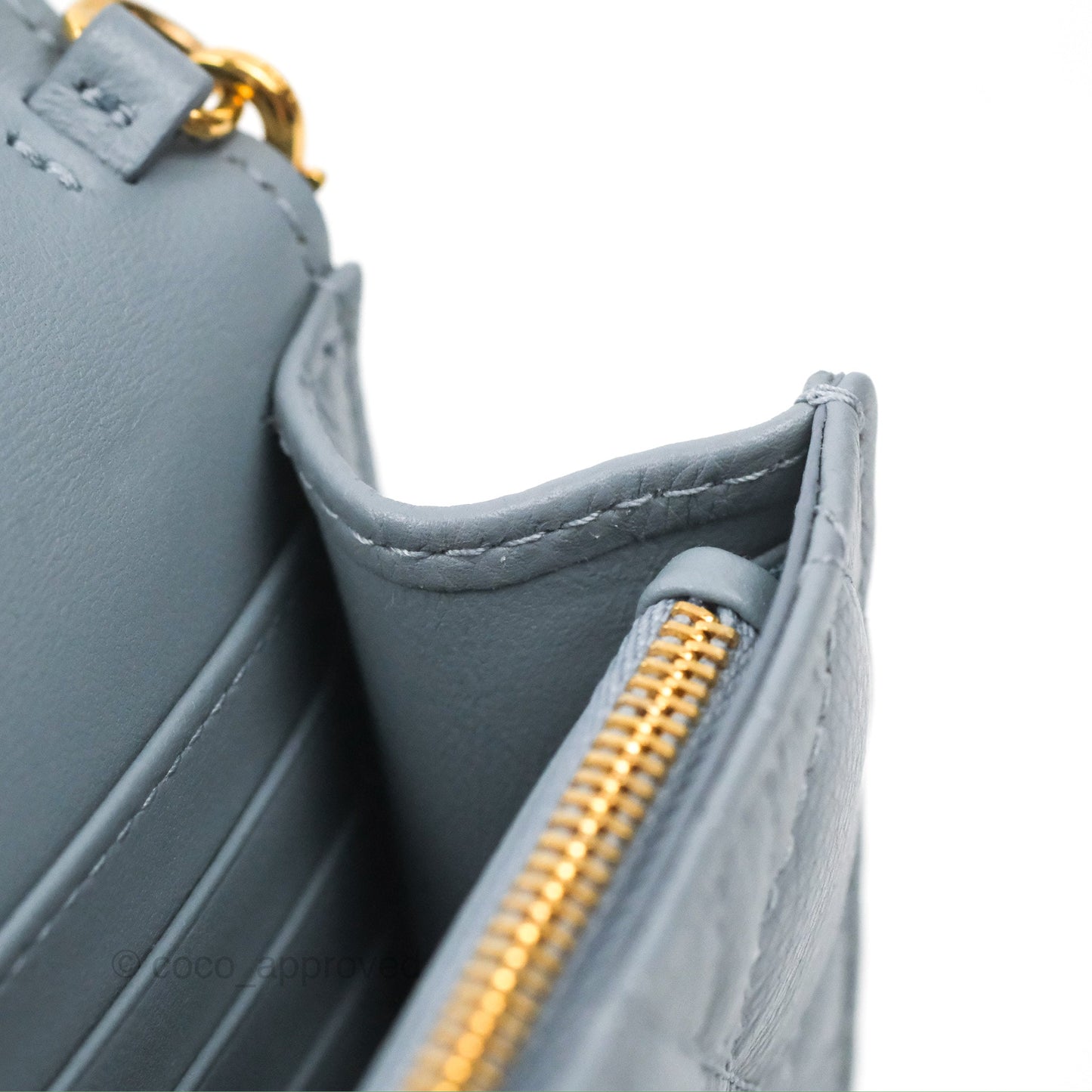 Dior Caro Pouch With Chain Cloud Blue Cannage Calfskin