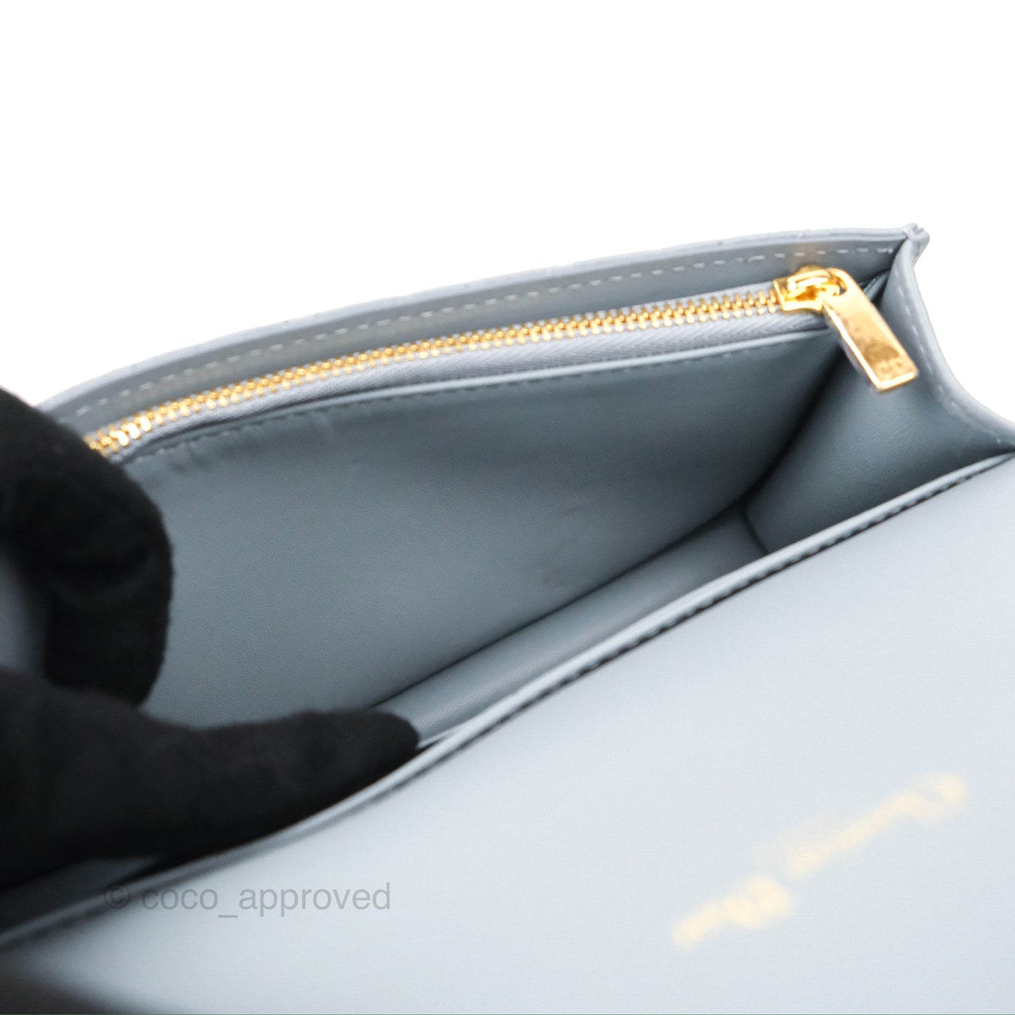 Dior Caro Pouch With Chain Cloud Blue Cannage Calfskin