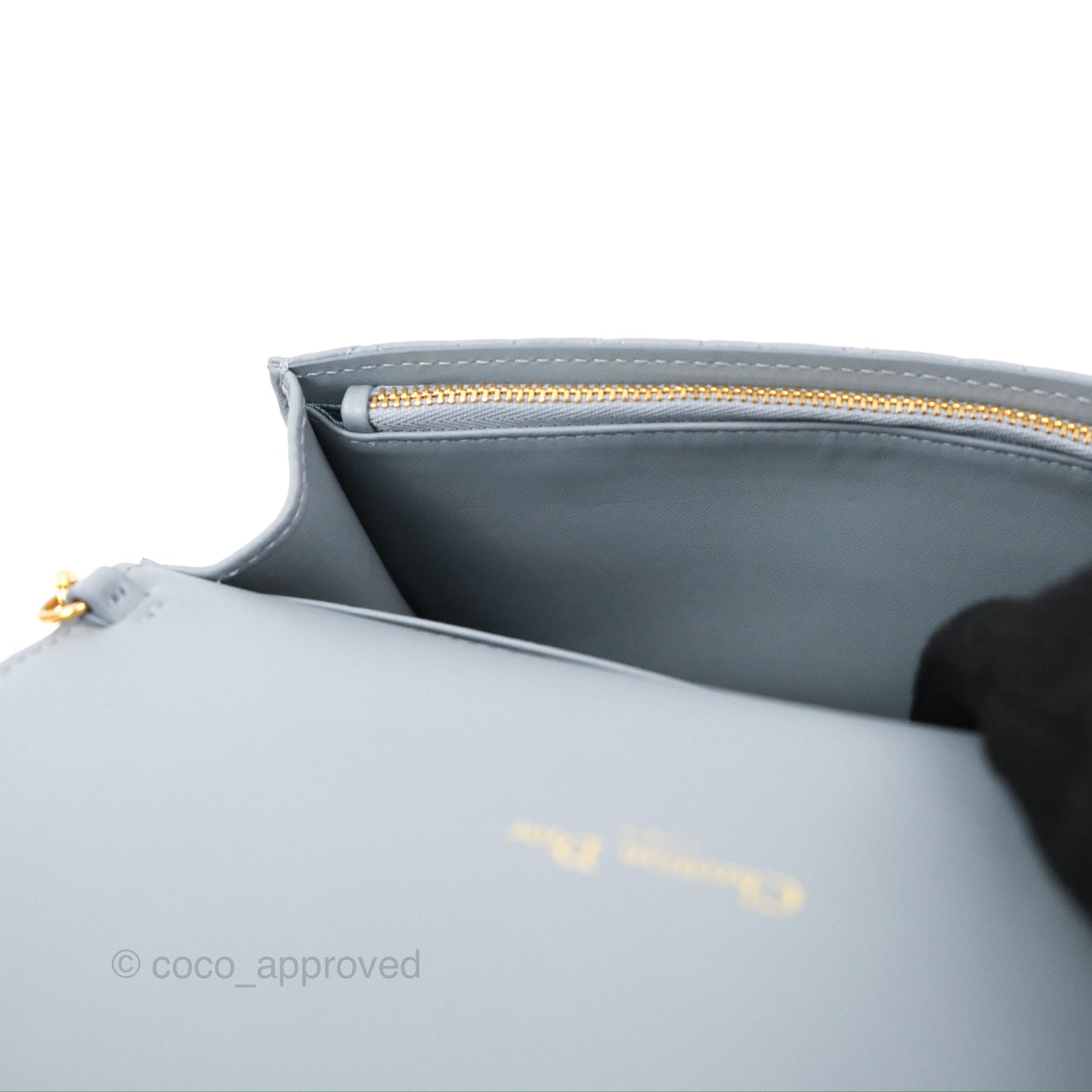 Dior Caro Pouch With Chain Cloud Blue Cannage Calfskin