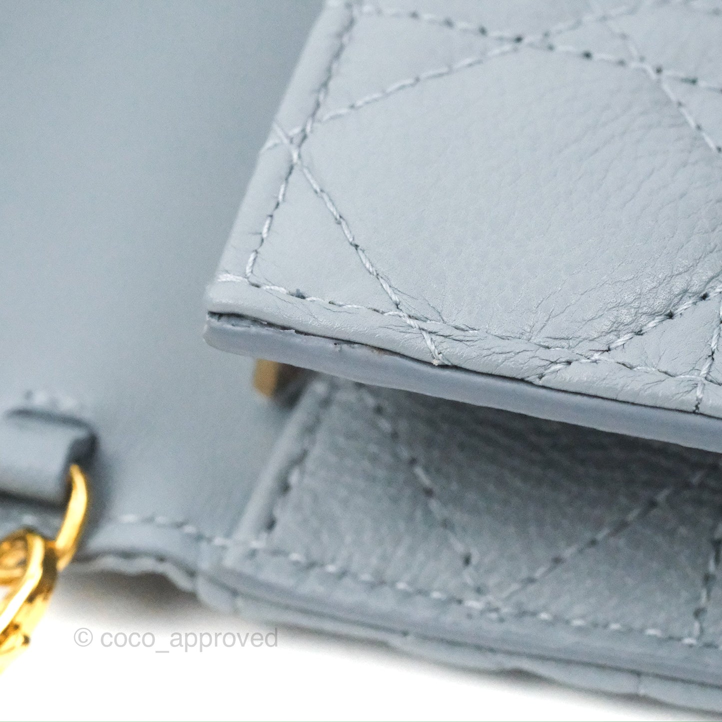Dior Caro Pouch With Chain Cloud Blue Cannage Calfskin