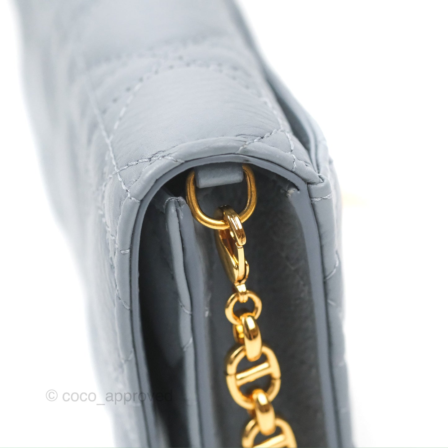 Dior Caro Pouch With Chain Cloud Blue Cannage Calfskin