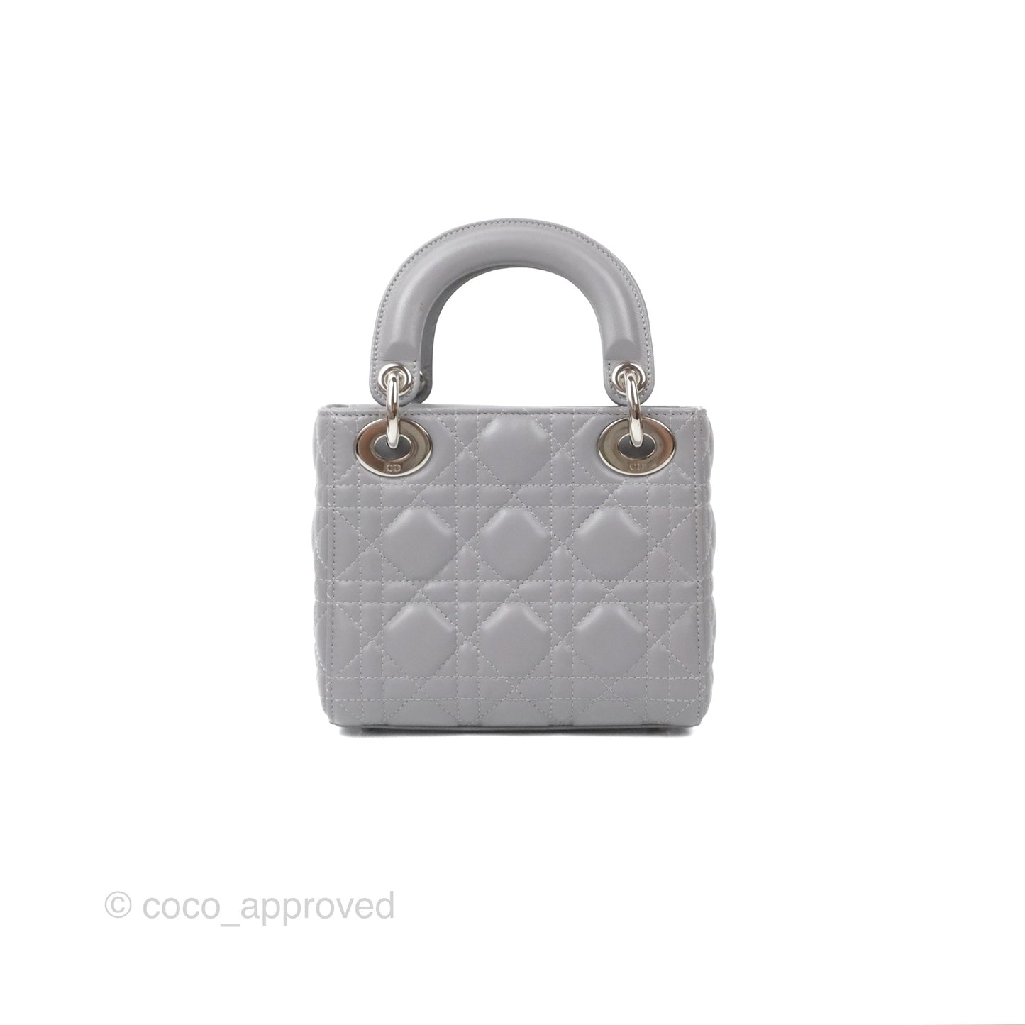 Christian Dior Mini Lady Dior Grey Lambskin Cannage Silver Hardware