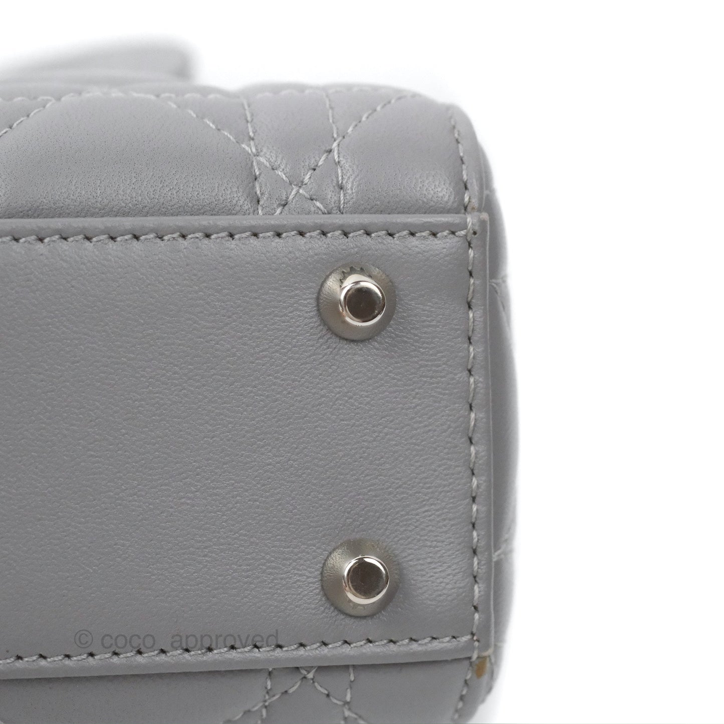 Christian Dior Mini Lady Dior Grey Lambskin Cannage Silver Hardware
