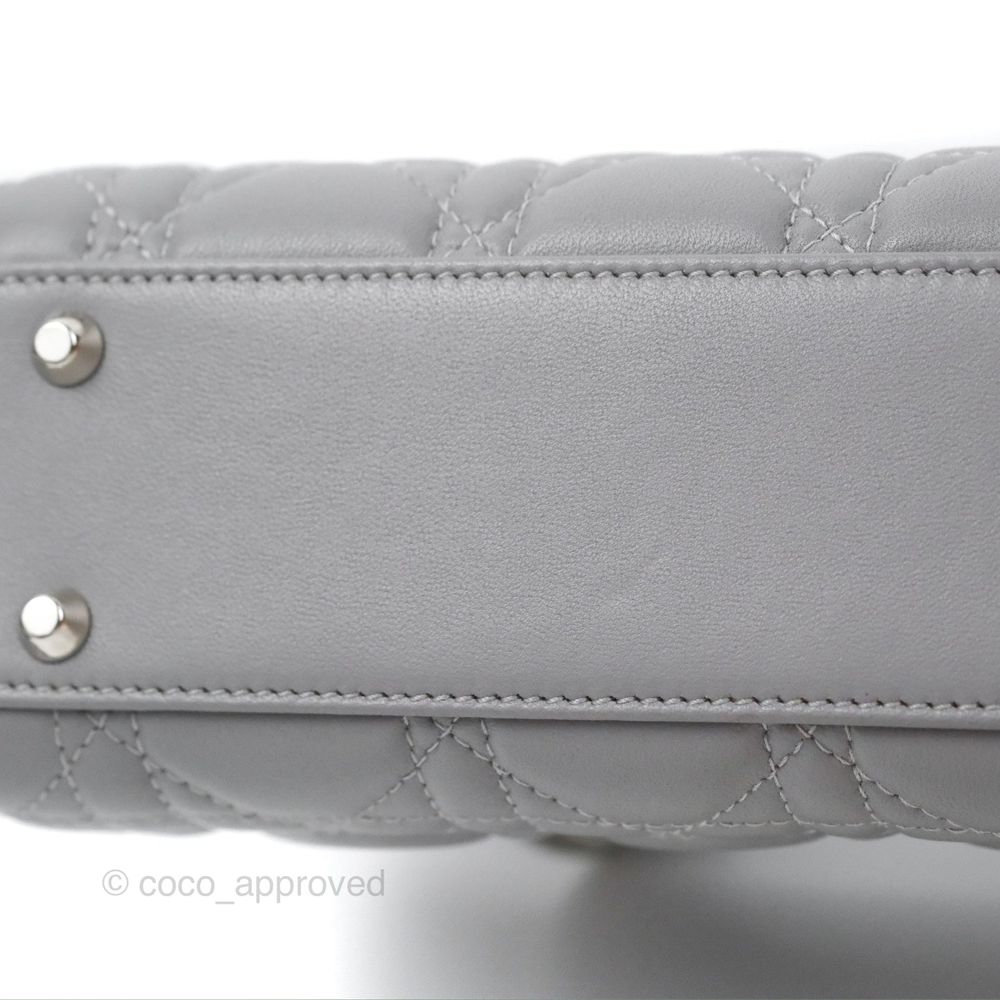 Christian Dior Mini Lady Dior Grey Lambskin Cannage Silver Hardware