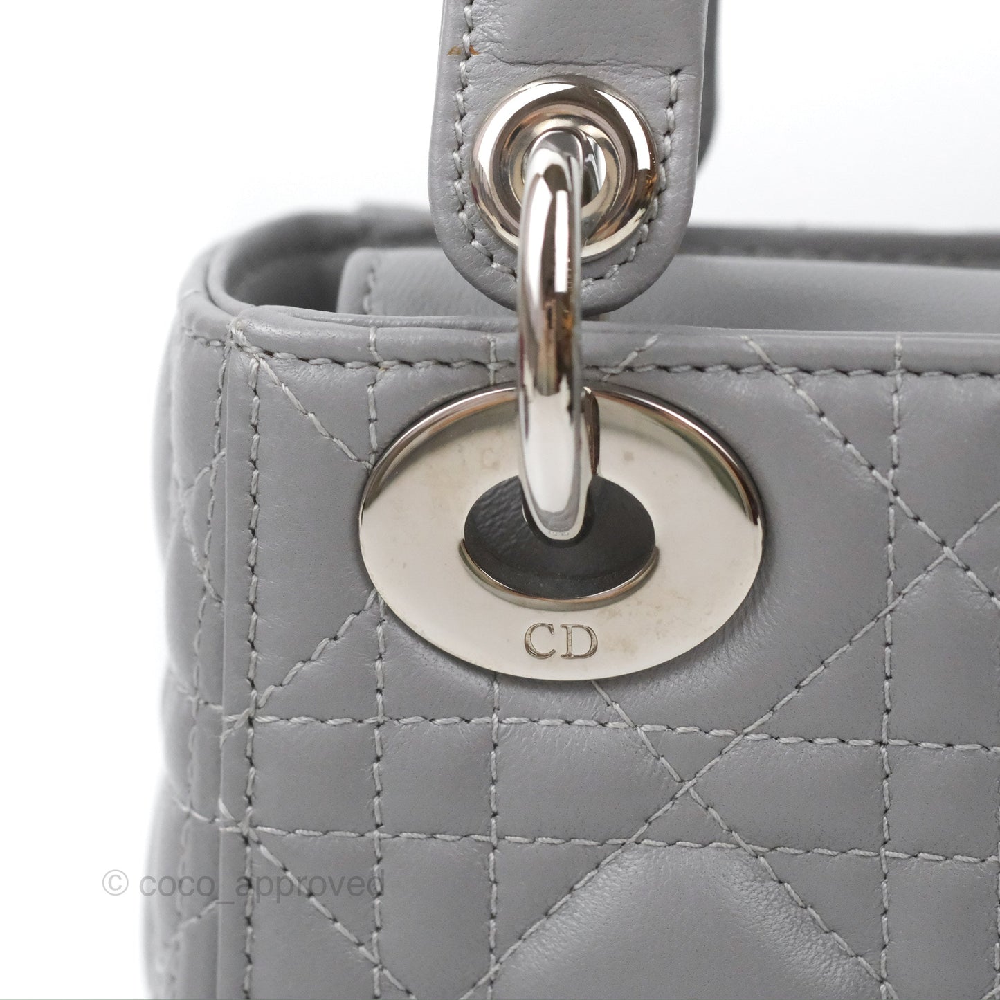 Christian Dior Mini Lady Dior Grey Lambskin Cannage Silver Hardware