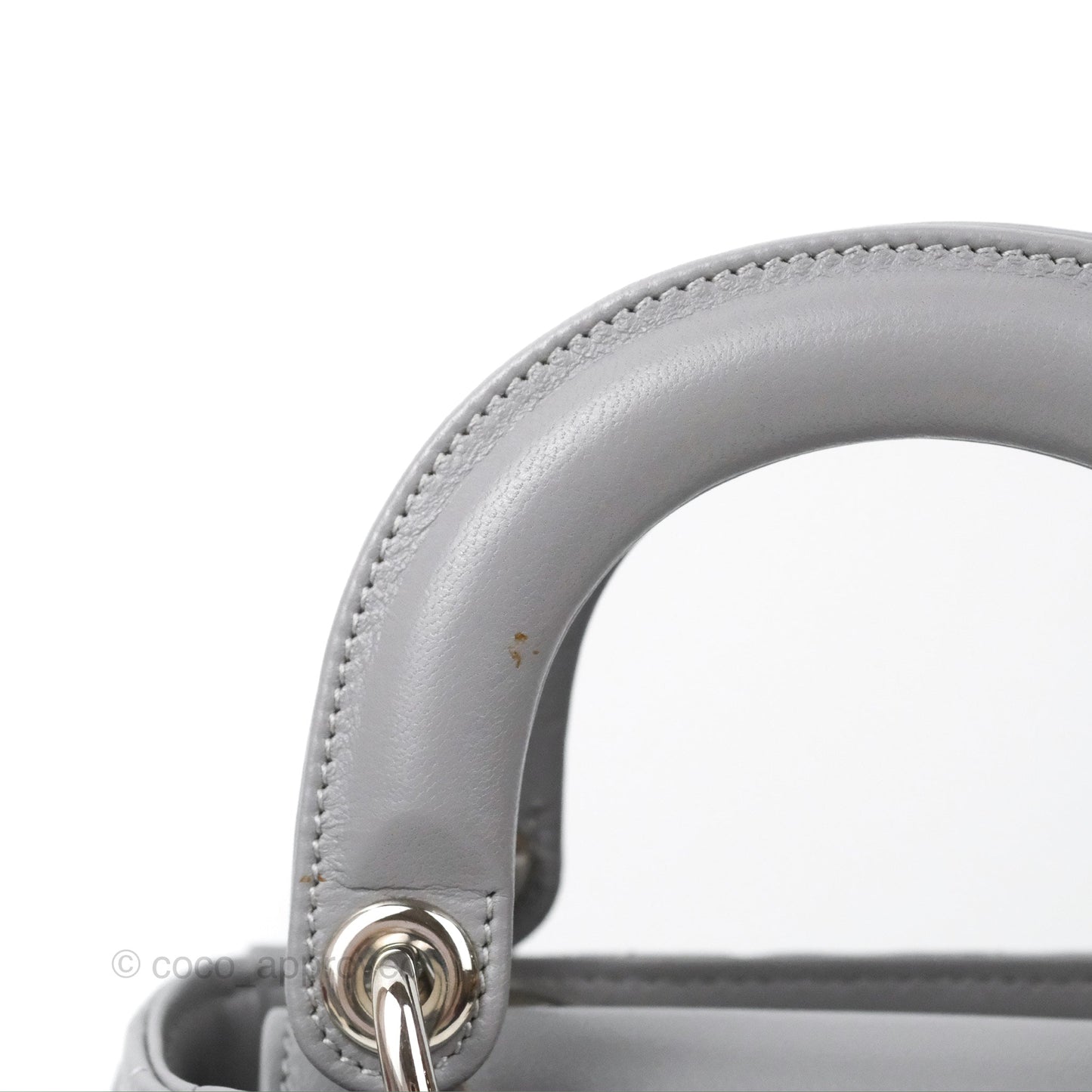 Christian Dior Mini Lady Dior Grey Lambskin Cannage Silver Hardware