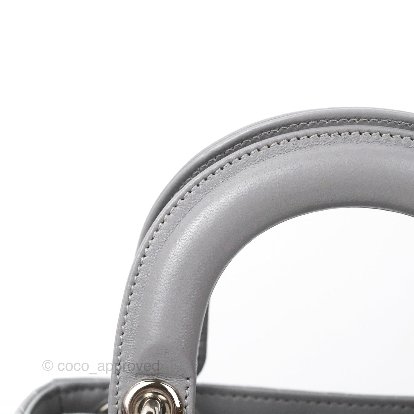 Christian Dior Mini Lady Dior Grey Lambskin Cannage Silver Hardware