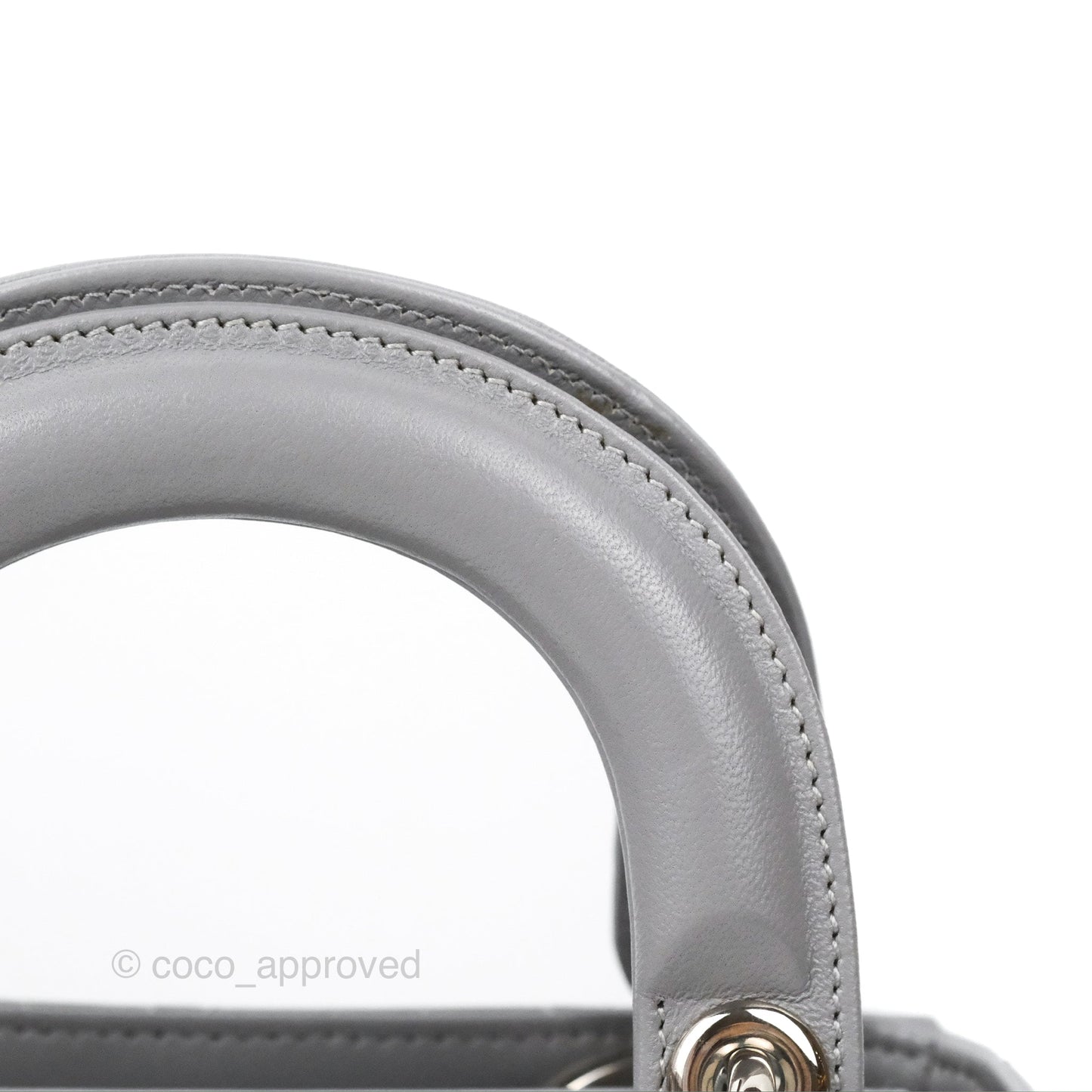 Christian Dior Mini Lady Dior Grey Lambskin Cannage Silver Hardware