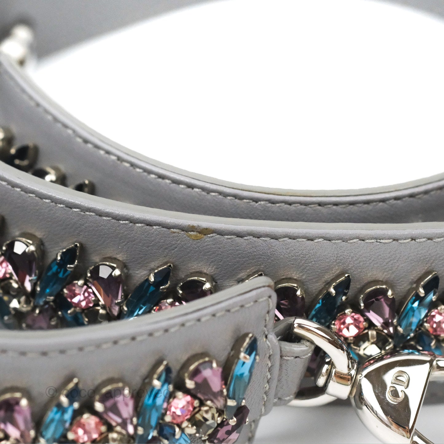 Christian Dior Mini Lady Dior Grey Lambskin Cannage Silver Hardware