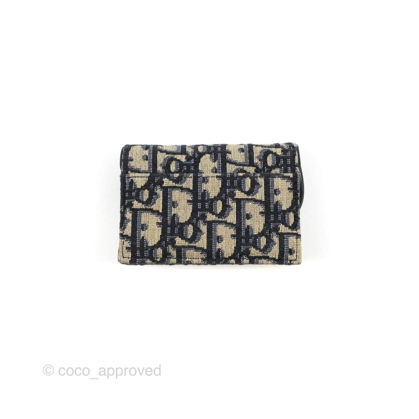 Christian Dior Saddle Flap Card Holder Blue Dior Oblique Jacquard