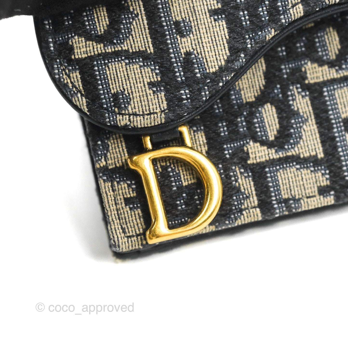 Christian Dior Saddle Flap Card Holder Blue Dior Oblique Jacquard