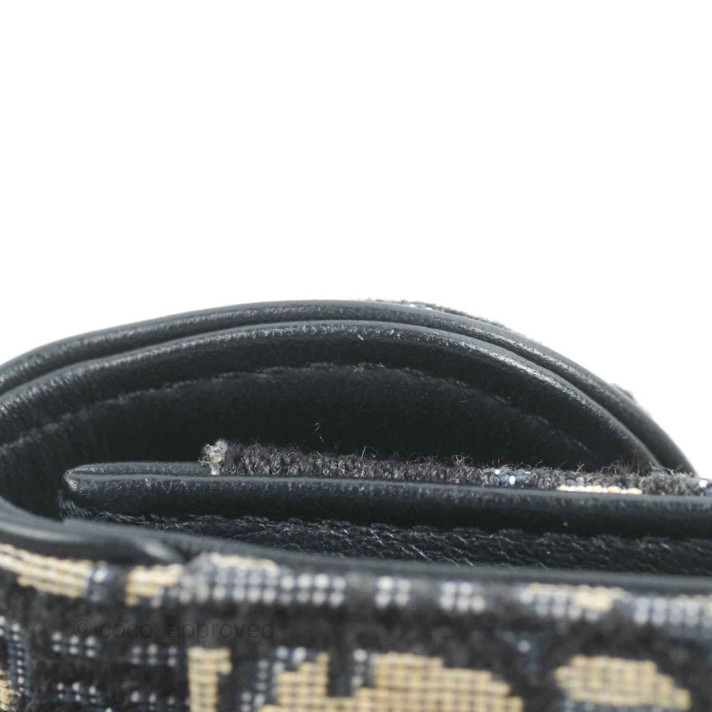 Christian Dior Saddle Flap Card Holder Blue Dior Oblique Jacquard