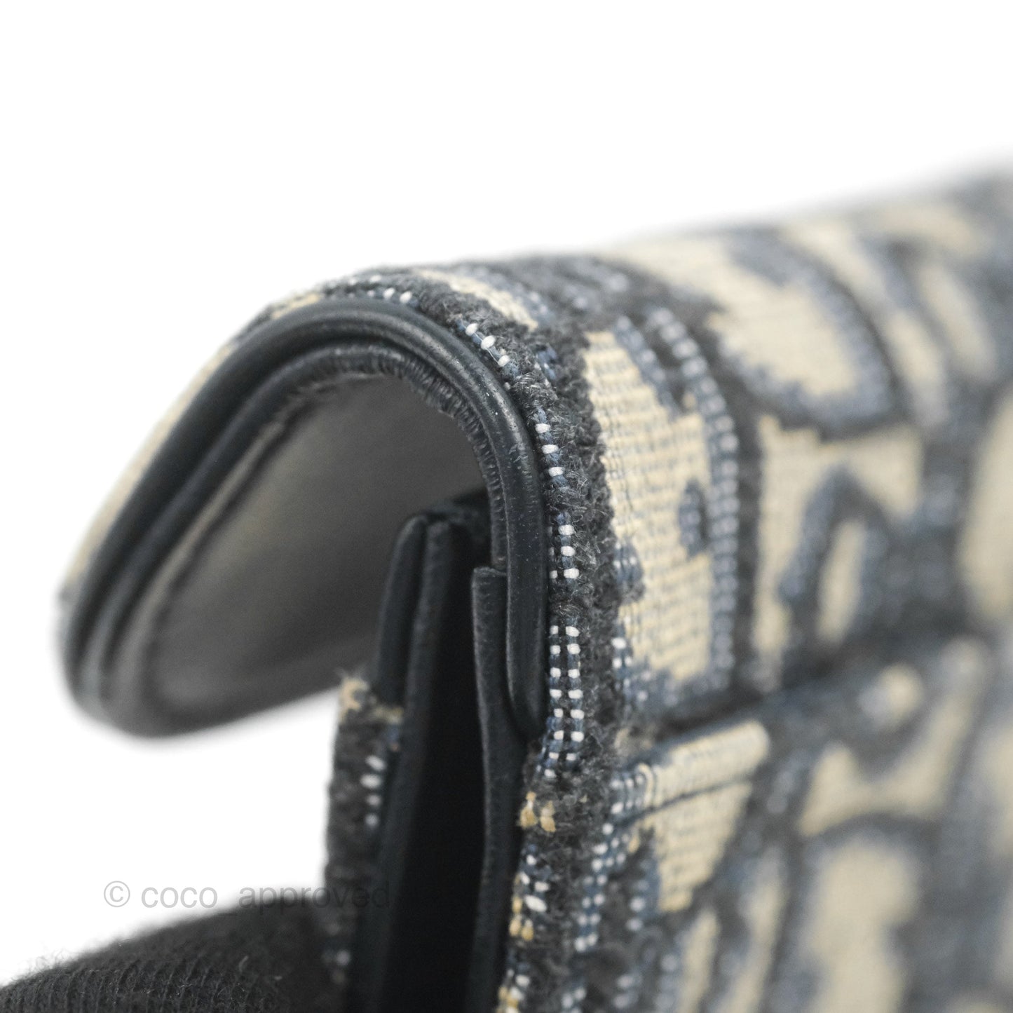Christian Dior Saddle Flap Card Holder Blue Dior Oblique Jacquard