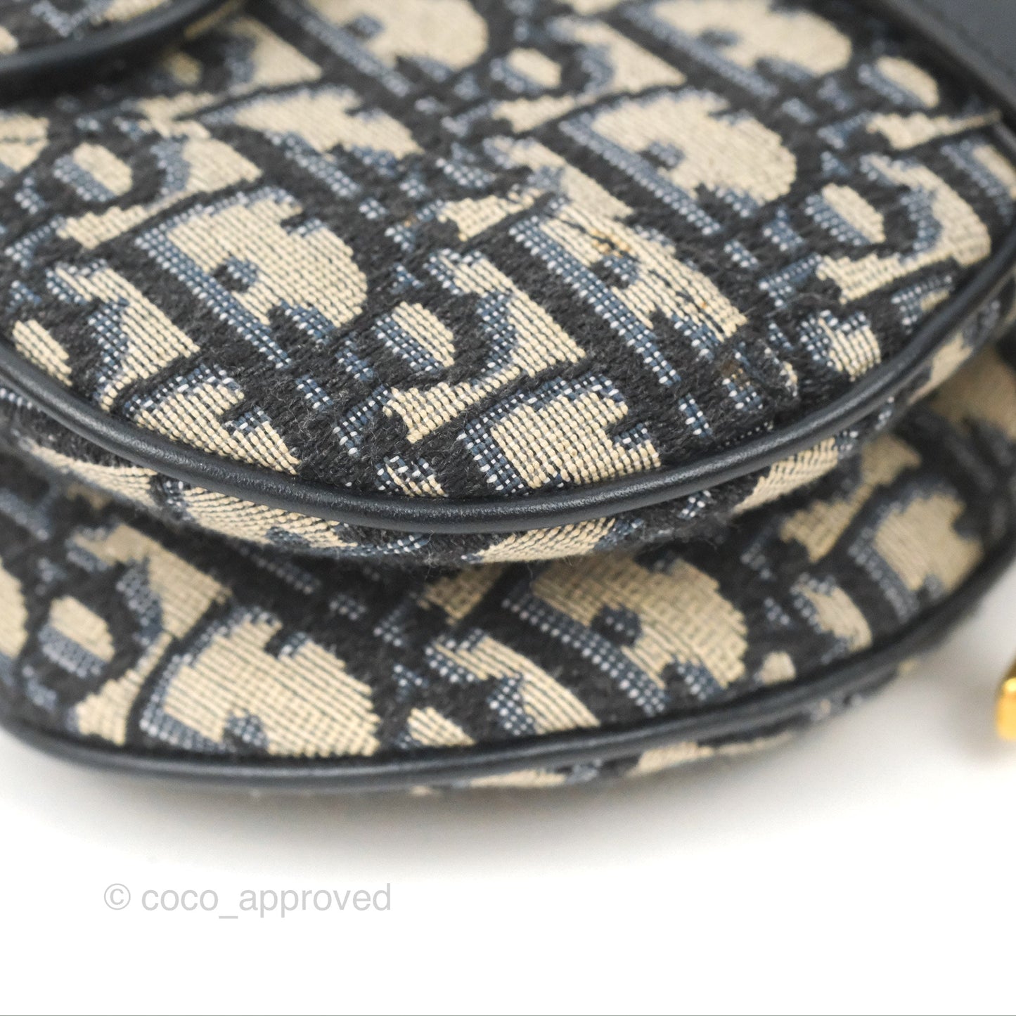 Christian Dior Mini Saddle Bag Blue Oblique Jacquard Gold Hardware