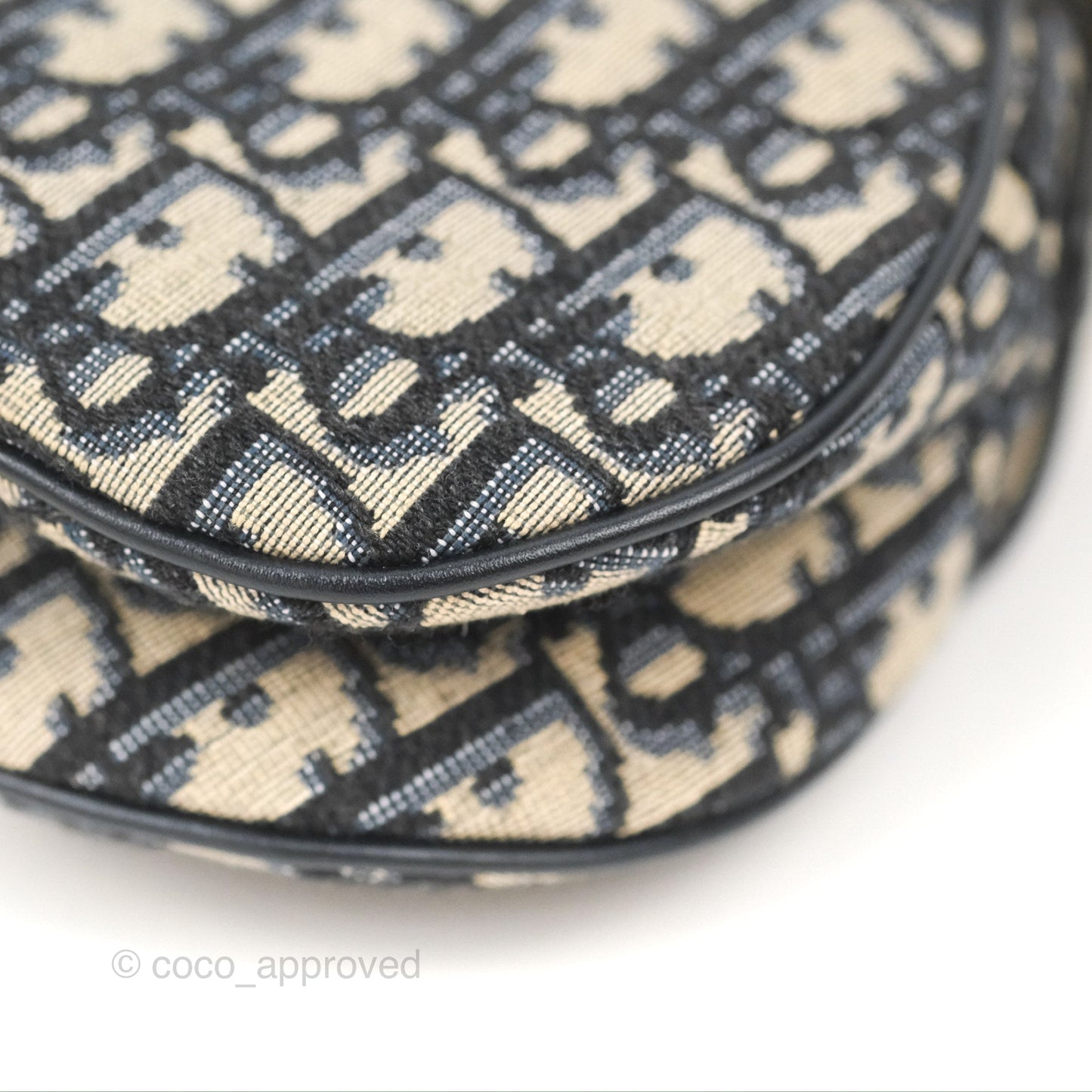 Christian Dior Mini Saddle Bag Blue Oblique Jacquard Gold Hardware