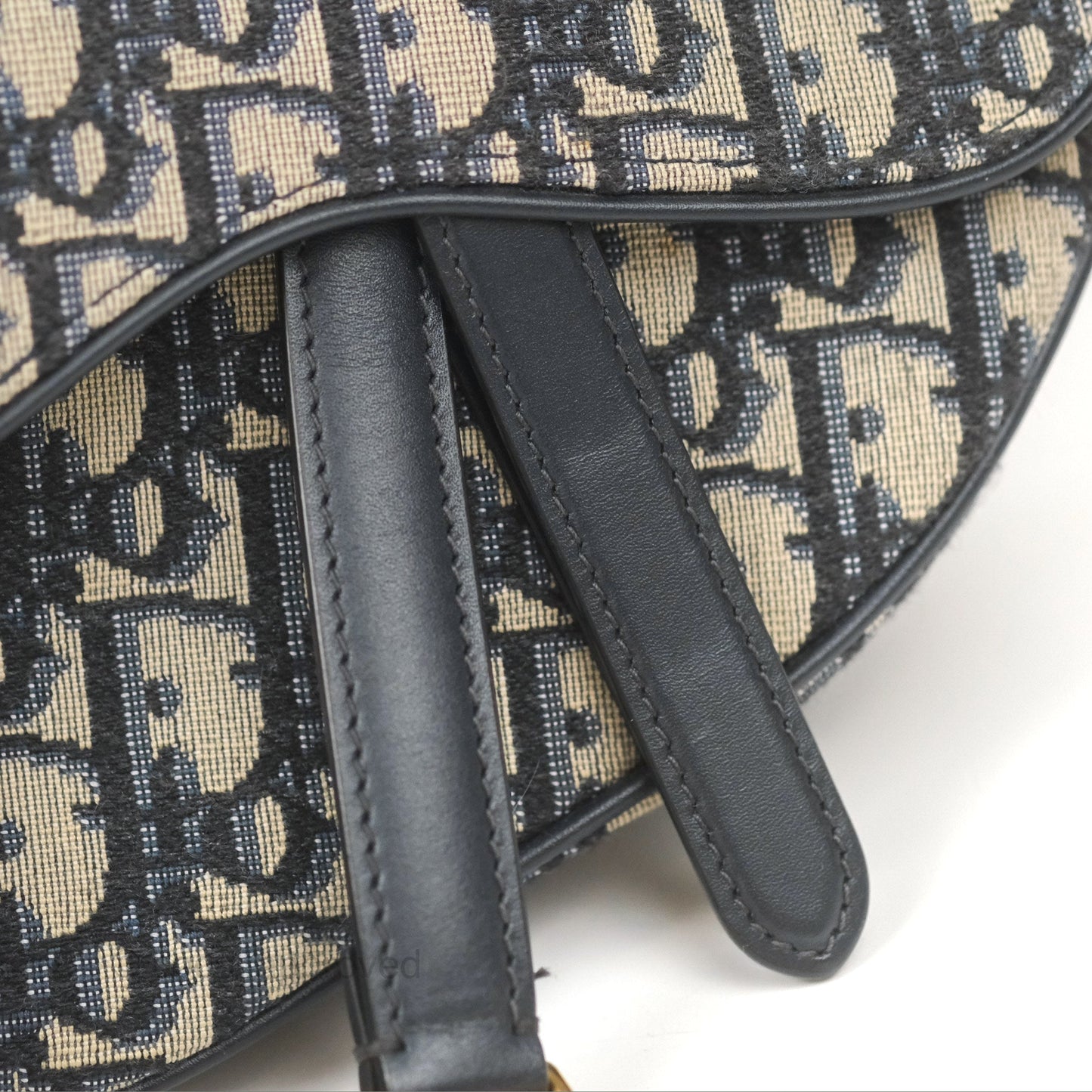 Christian Dior Mini Saddle Bag Blue Oblique Jacquard Gold Hardware