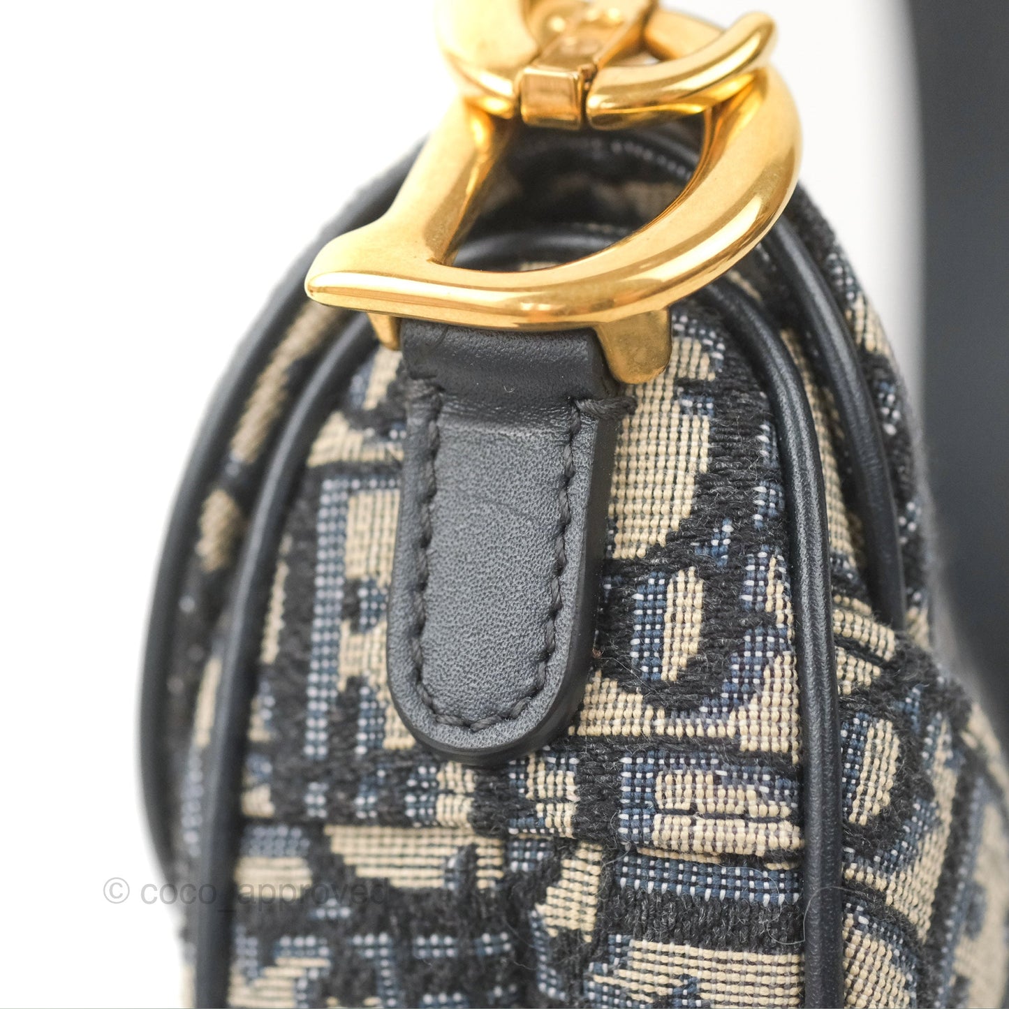 Christian Dior Mini Saddle Bag Blue Oblique Jacquard Gold Hardware