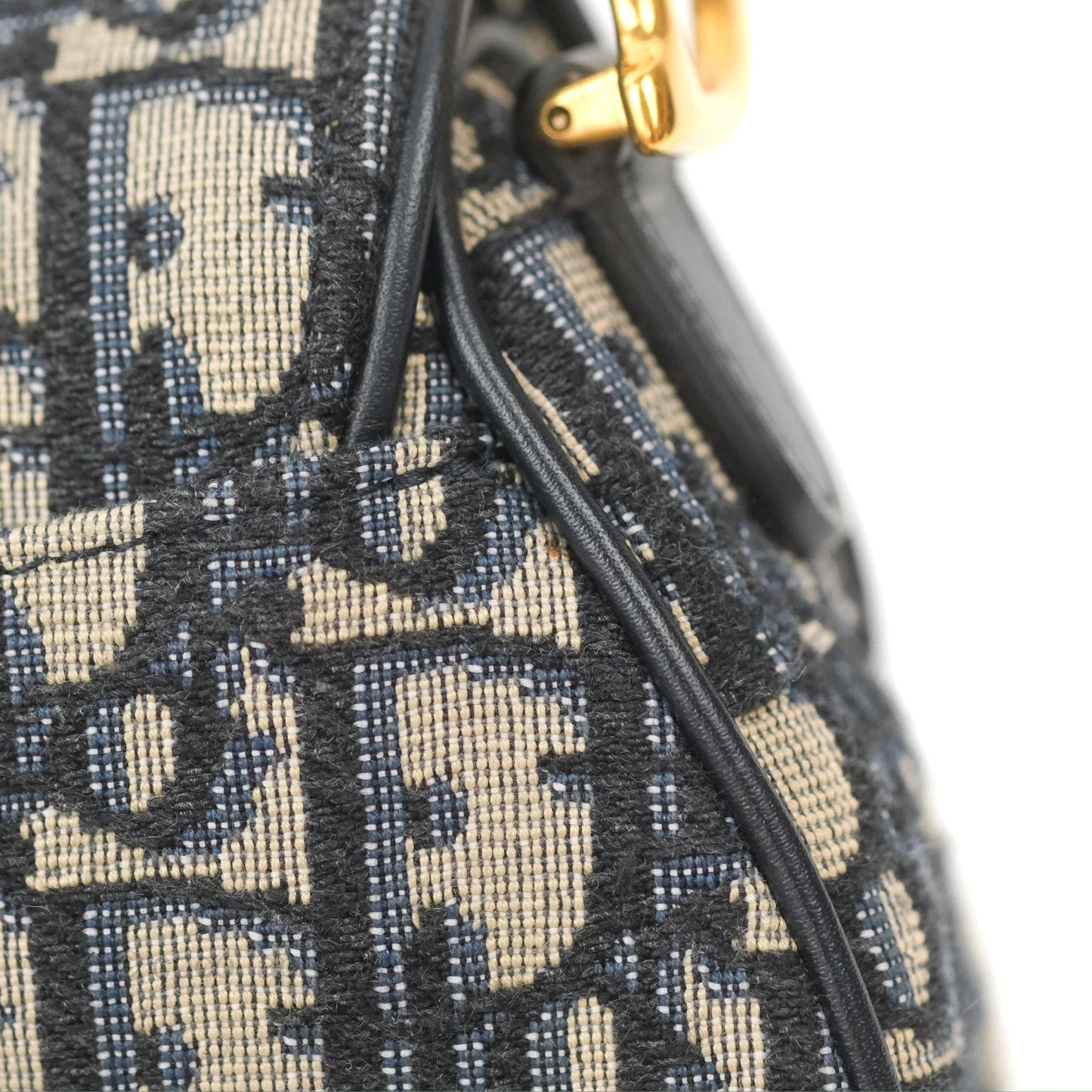 Christian Dior Mini Saddle Bag Blue Oblique Jacquard Gold Hardware