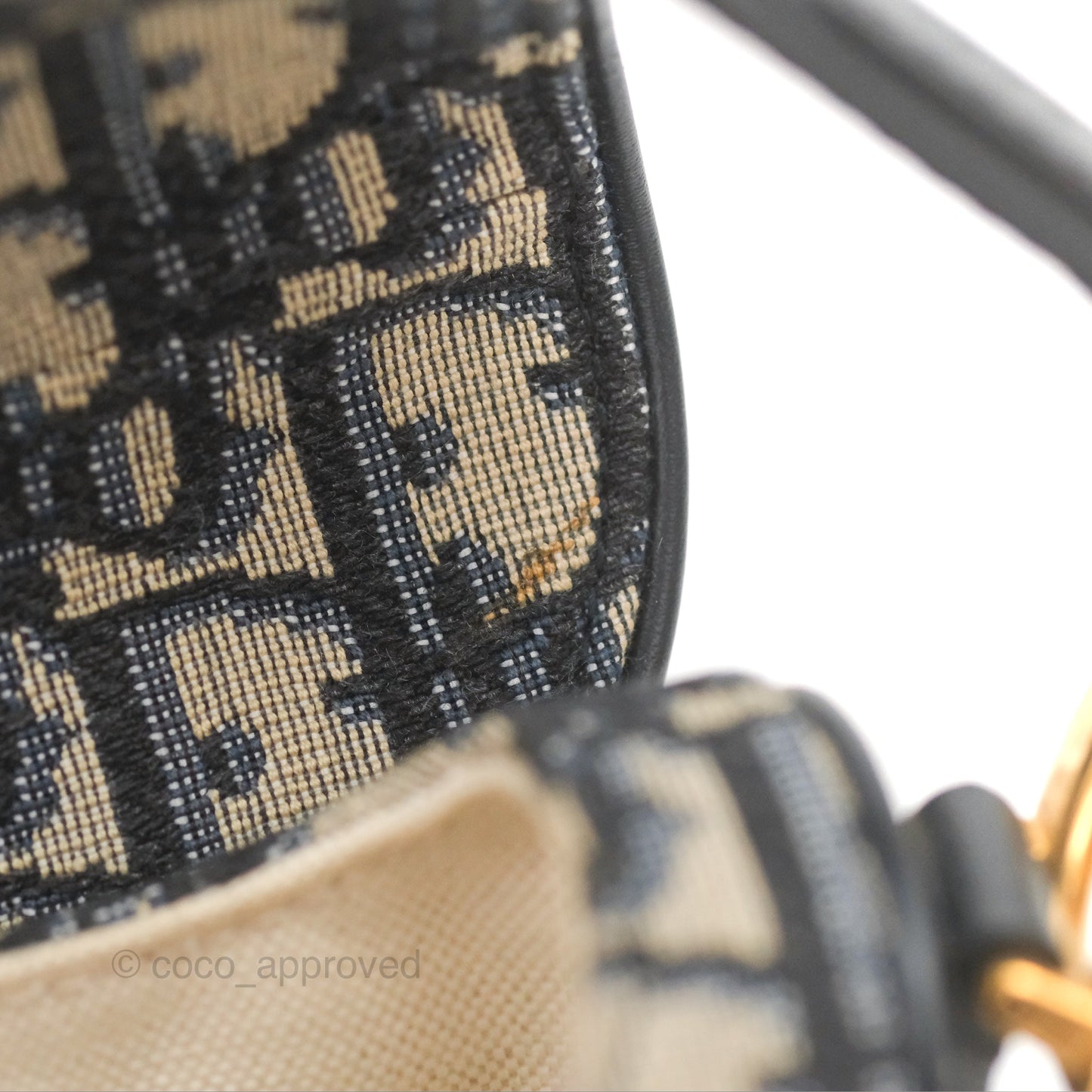 Christian Dior Mini Saddle Bag Blue Oblique Jacquard Gold Hardware