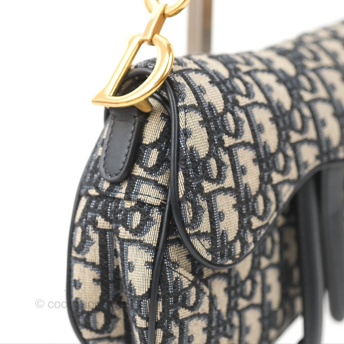 Christian Dior Mini Saddle Bag Blue Oblique Jacquard Gold Hardware
