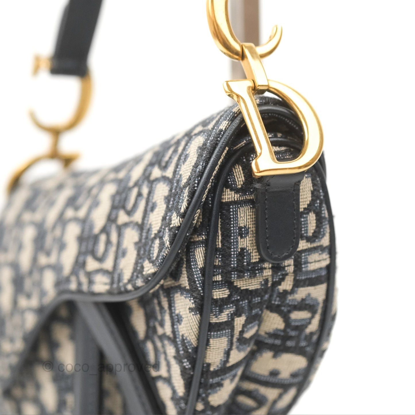 Christian Dior Mini Saddle Bag Blue Oblique Jacquard Gold Hardware