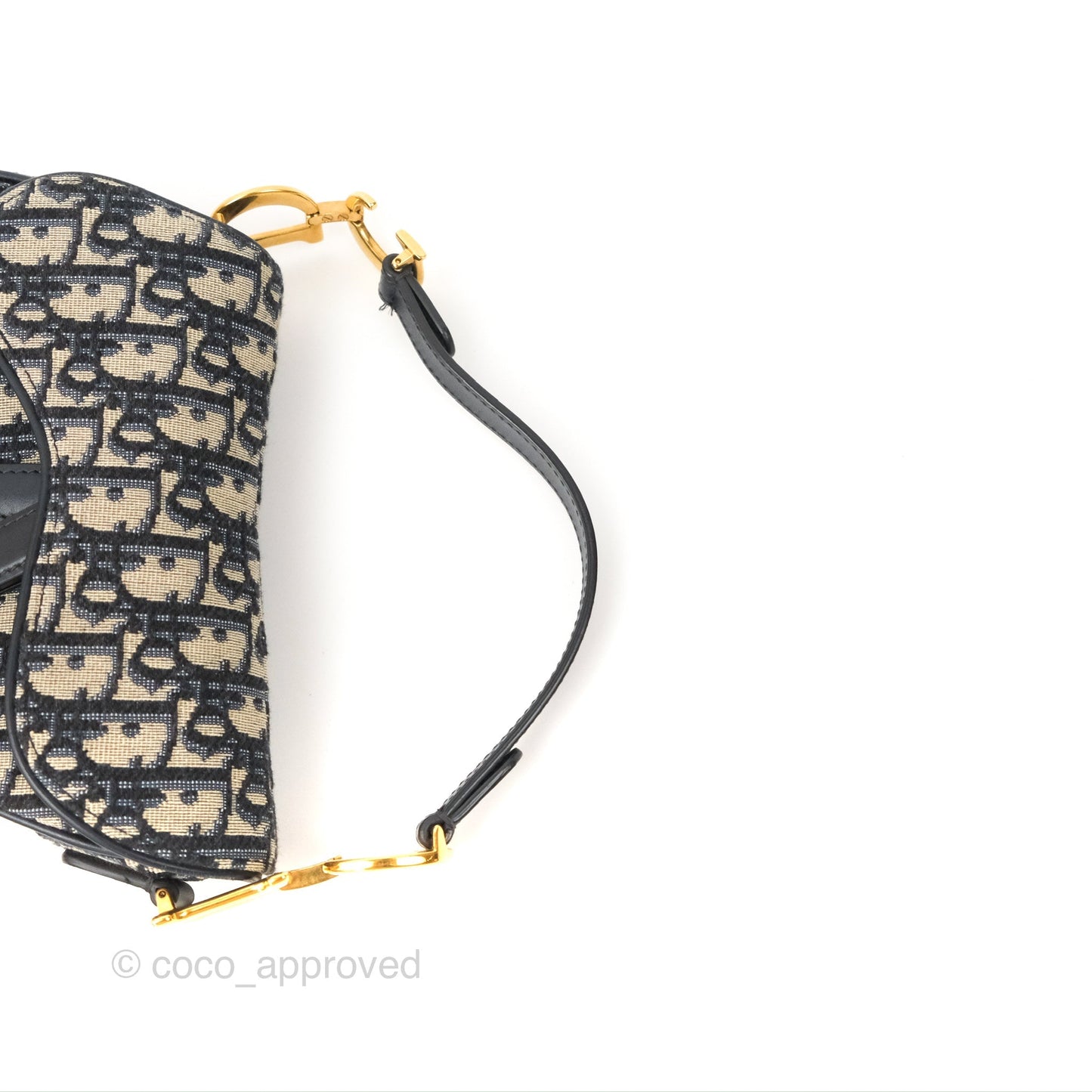 Christian Dior Mini Saddle Bag Blue Oblique Jacquard Gold Hardware