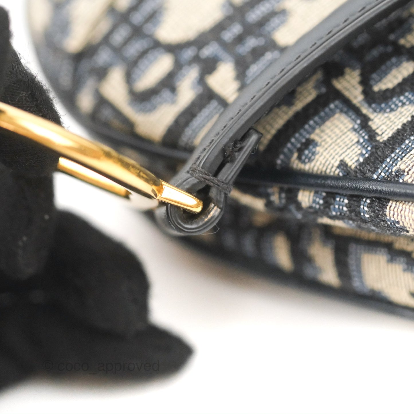 Christian Dior Mini Saddle Bag Blue Oblique Jacquard Gold Hardware