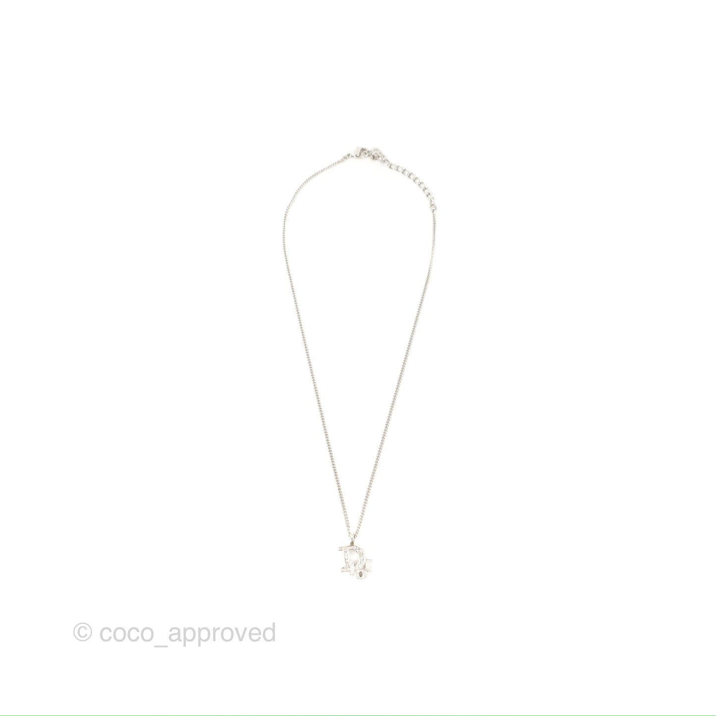 Christian Dior Crystal Oblique Necklace Silver Tone