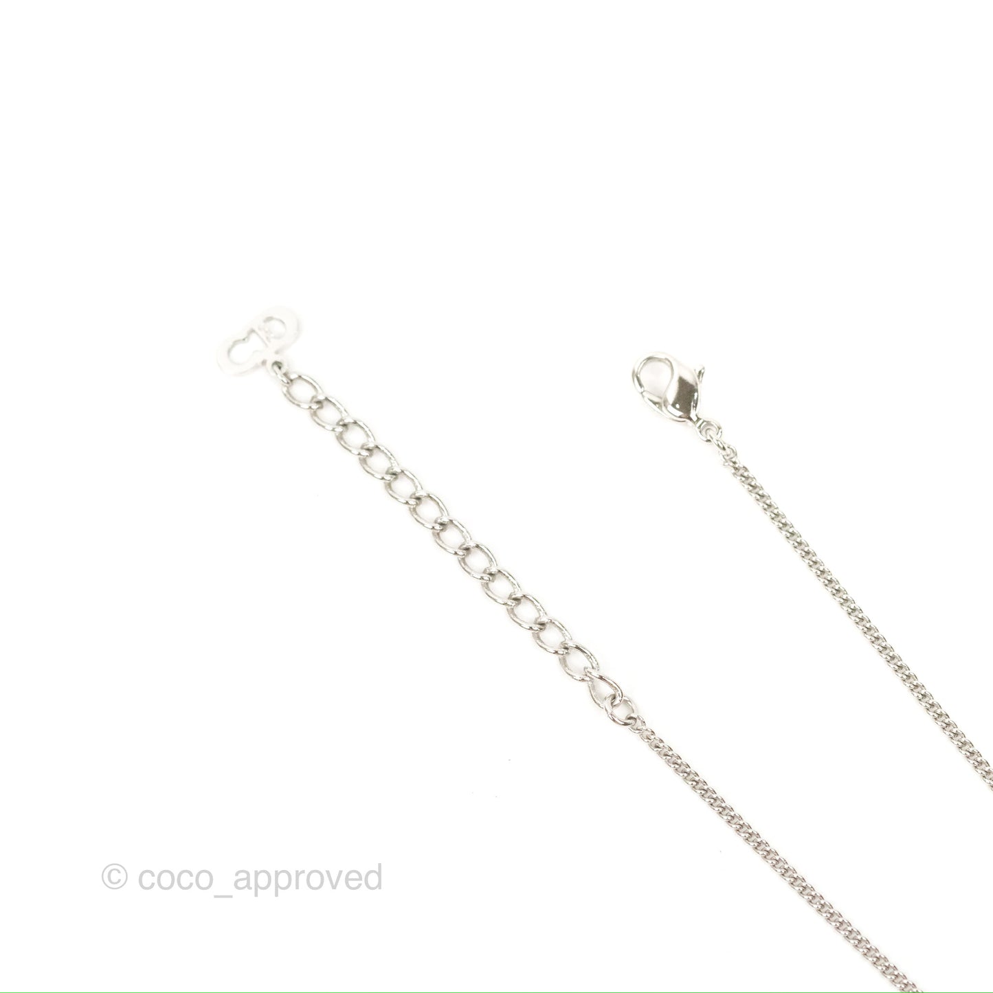 Christian Dior Crystal Oblique Necklace Silver Tone