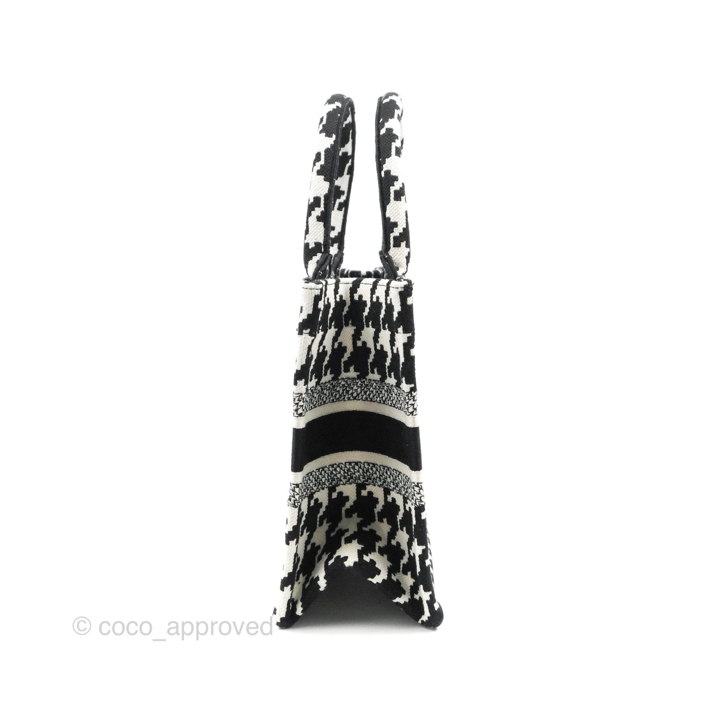Christian Dior New Small Book Tote Macro Houndstooth Embroidery Black/White