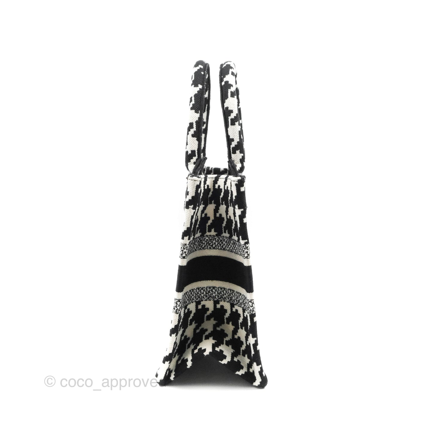 Christian Dior New Small Book Tote Macro Houndstooth Embroidery Black/White