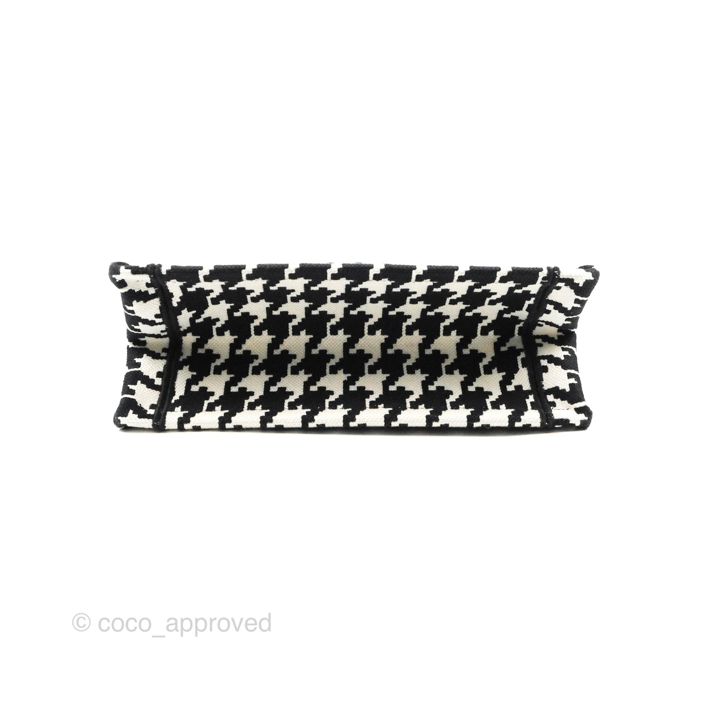 Christian Dior New Small Book Tote Macro Houndstooth Embroidery Black/White