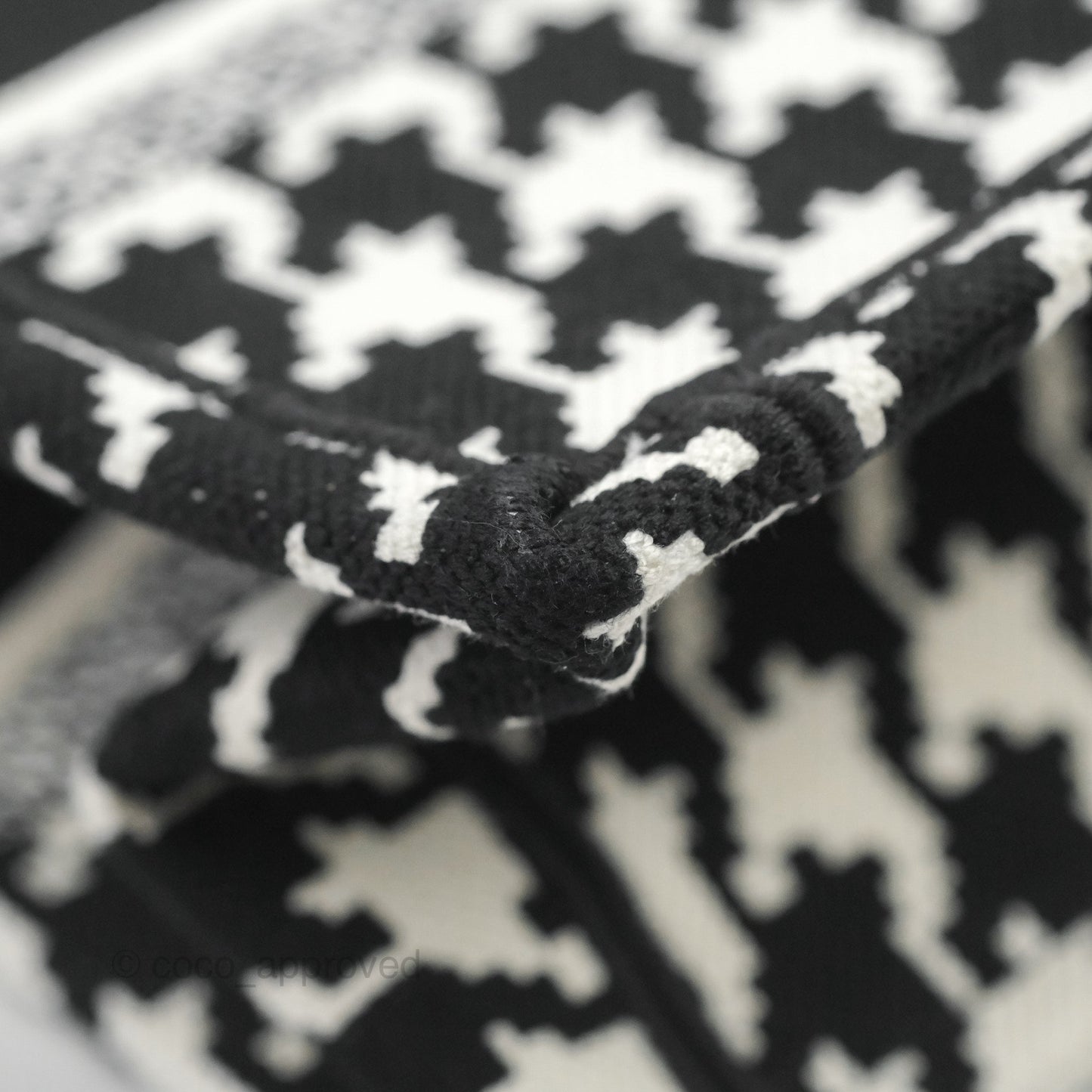 Christian Dior New Small Book Tote Macro Houndstooth Embroidery Black/White