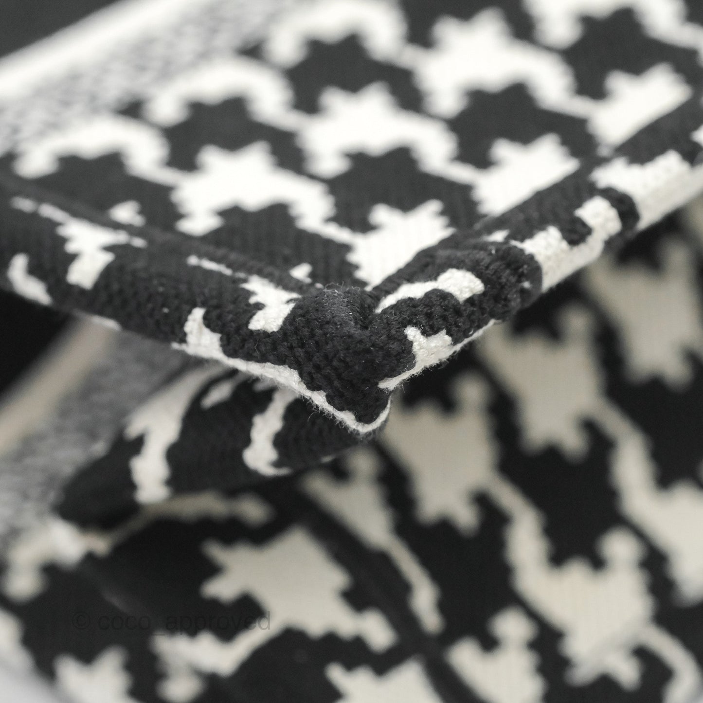 Christian Dior New Small Book Tote Macro Houndstooth Embroidery Black/White