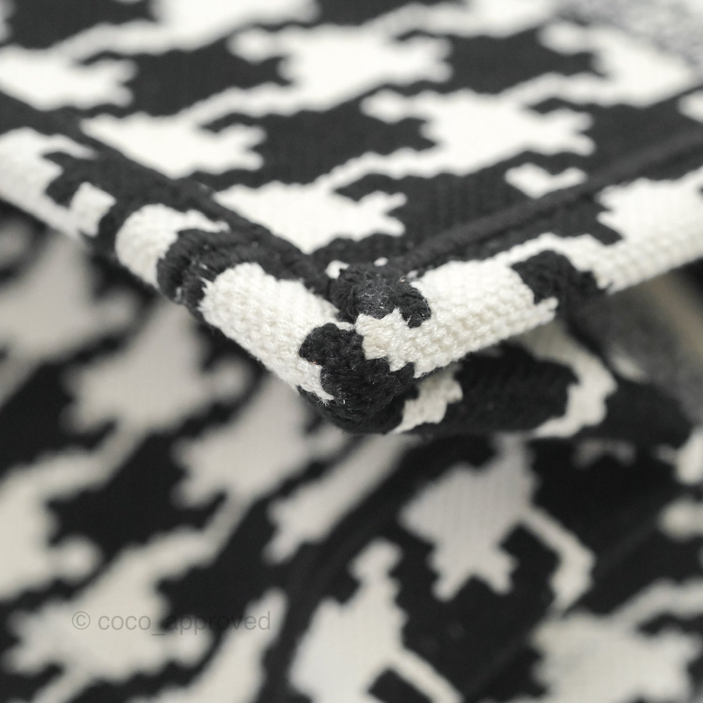 Christian Dior New Small Book Tote Macro Houndstooth Embroidery Black/White