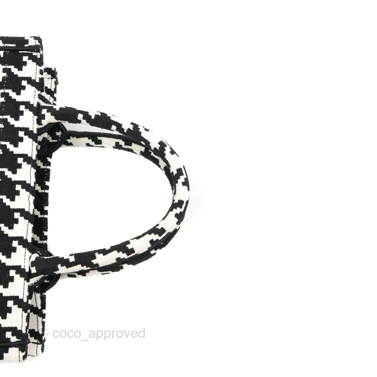 Christian Dior New Small Book Tote Macro Houndstooth Embroidery Black/White