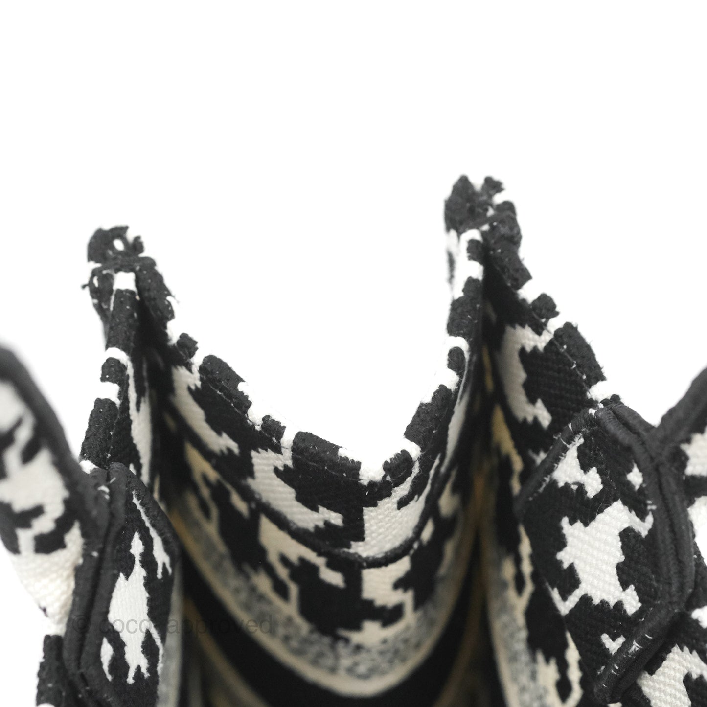 Christian Dior New Small Book Tote Macro Houndstooth Embroidery Black/White