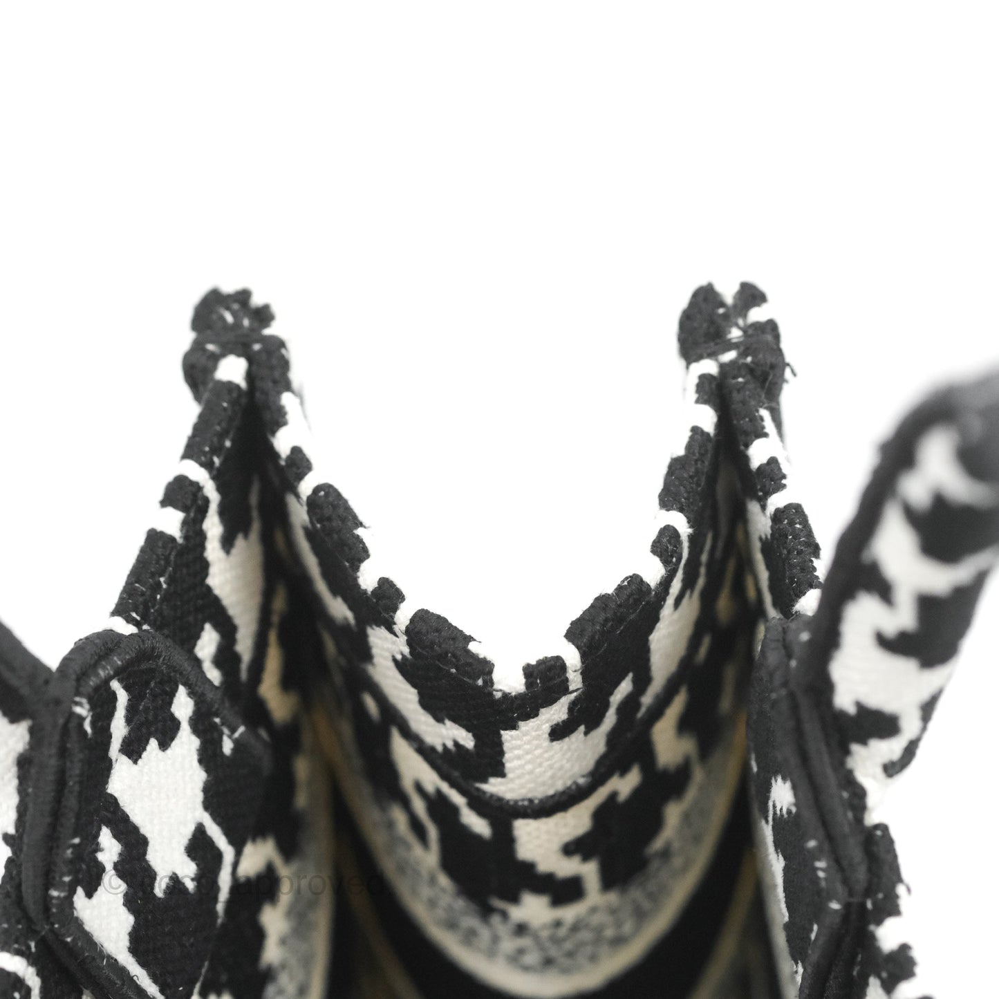 Christian Dior New Small Book Tote Macro Houndstooth Embroidery Black/White