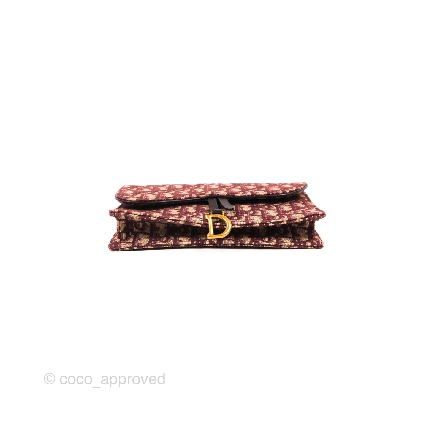 Christian Dior Saddle Chain Pouch Red Oblique Jacquard