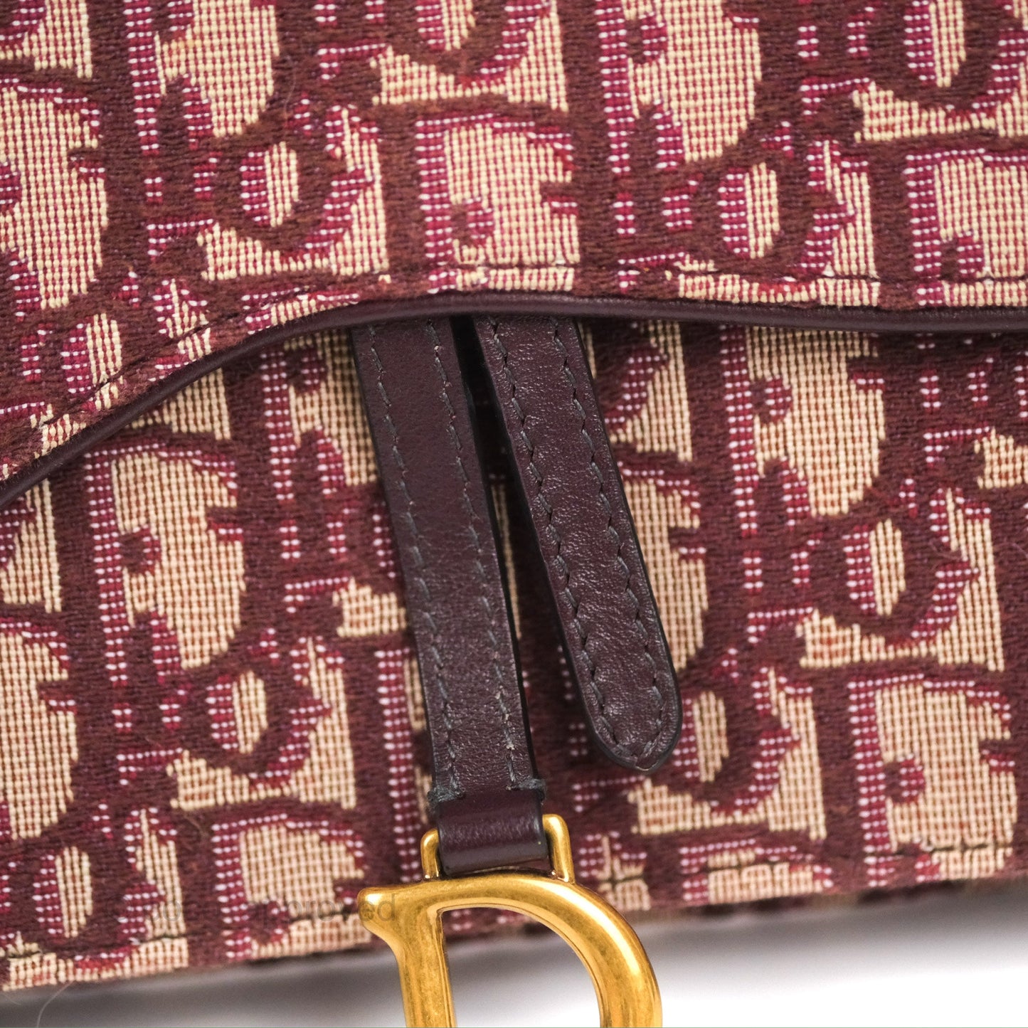 Christian Dior Saddle Chain Pouch Red Oblique Jacquard