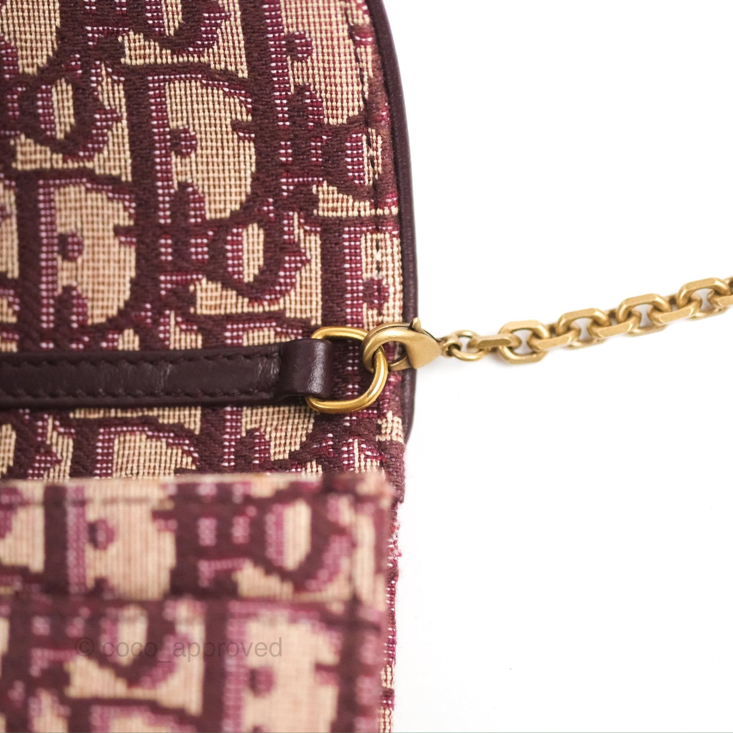 Christian Dior Saddle Chain Pouch Red Oblique Jacquard