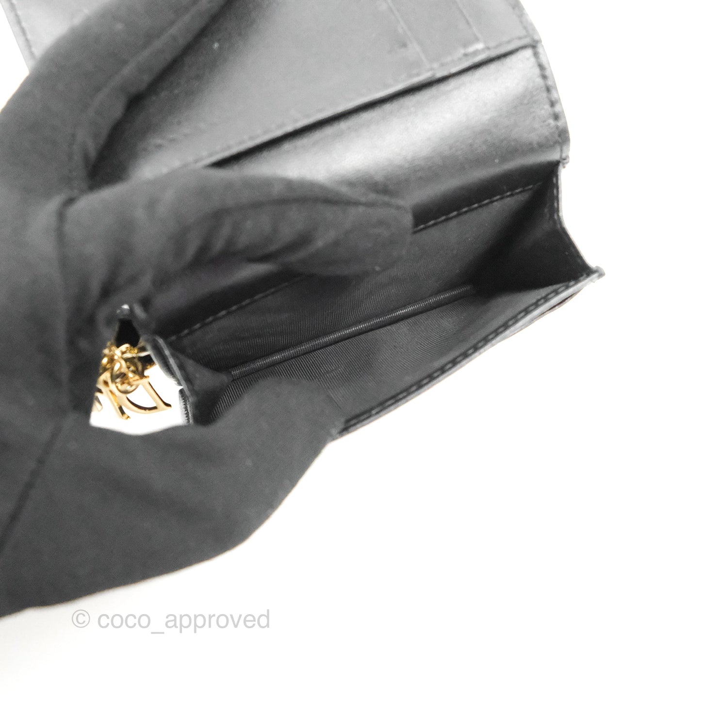 Dior Lady Dior Flap Card Holder Black Cannage Lambskin
