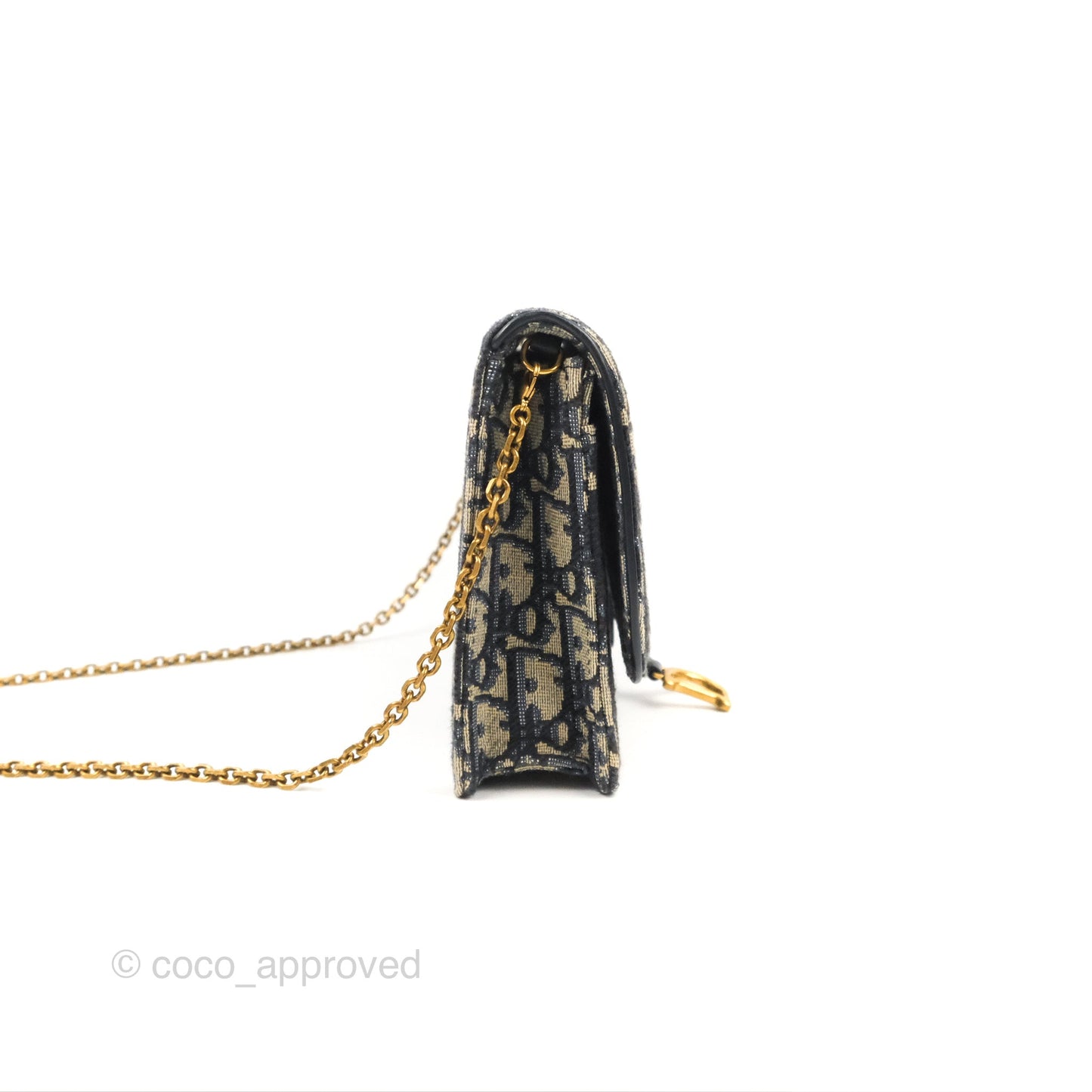 Christian Dior Saddle Chain Pouch Navy Oblique Jacquard